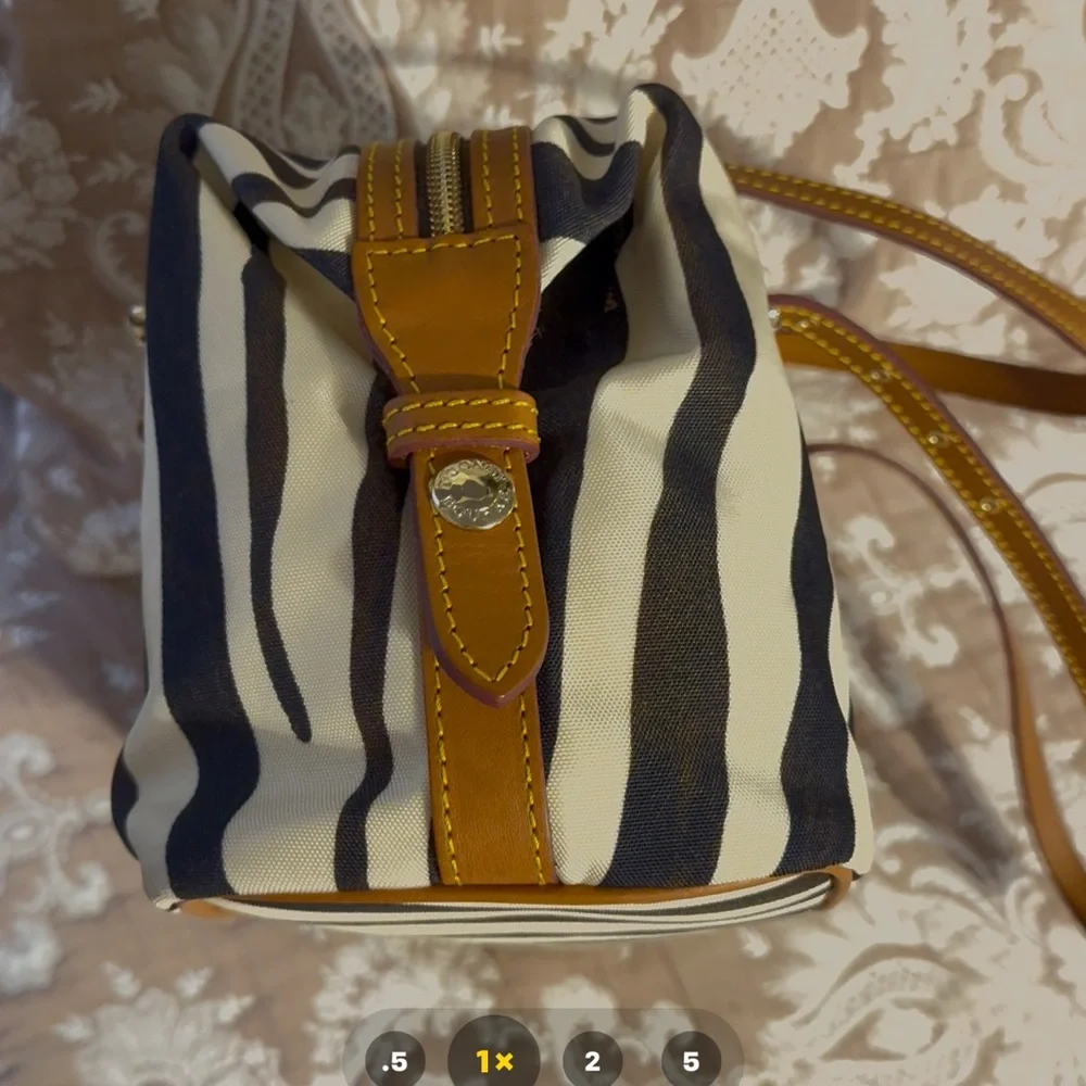 Dooney & Bourke Zebra Stripe Shoulder Bag - Black and Tan - Picture 3 of 5